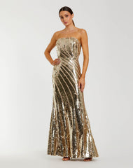 Gold Strapless Sequin Trumpet Gown