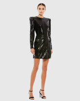 Black Sequined Structured Faux Blazer Mini Dress