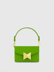 Green Mini Leather Shoulder Bag With Gold Hardware