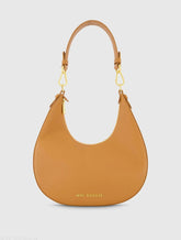 Brown Grain Leather Hobo Bag With Gold Hardware