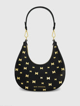 Black Leather Hobo Bag With Gold Hardware