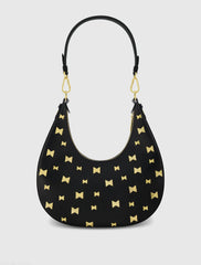 Black Leather Hobo Bag With Gold Hardware