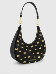 Black Leather Hobo Bag With Gold Hardware