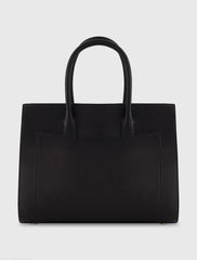 Black Large Leather Briefcase Bag With Gold Hardware