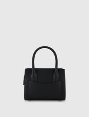 Black Small Leather Tote Bag With Gold Hardware