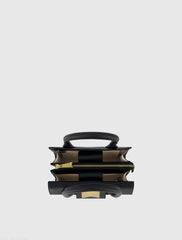 Black Small Leather Tote Bag With Gold Hardware