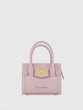Purple Small Leather Tote Bag With Gold Hardware