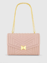 Pink Quilted Napa Leather Handbag With Gold Hardware