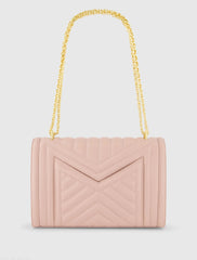 Pink Quilted Napa Leather Handbag With Gold Hardware