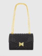 Black Quilted Napa Leather Handbag With Gold Chain