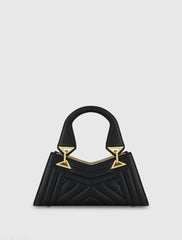 Black Angular Quilted Napa Leather Handbag