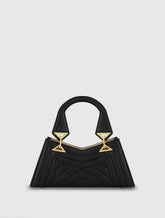 Black Angular Quilted Napa Leather Handbag