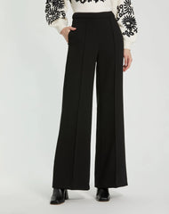 Black Classic Crepe Wide Leg High Waisted Trouser Pant - FINAL SALE
