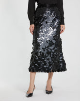Black Paillette Sequin Midi Skirt