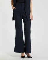 Navy Classic Crepe Flared Trouser Pant