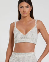 White Pearl Beaded Bra Top