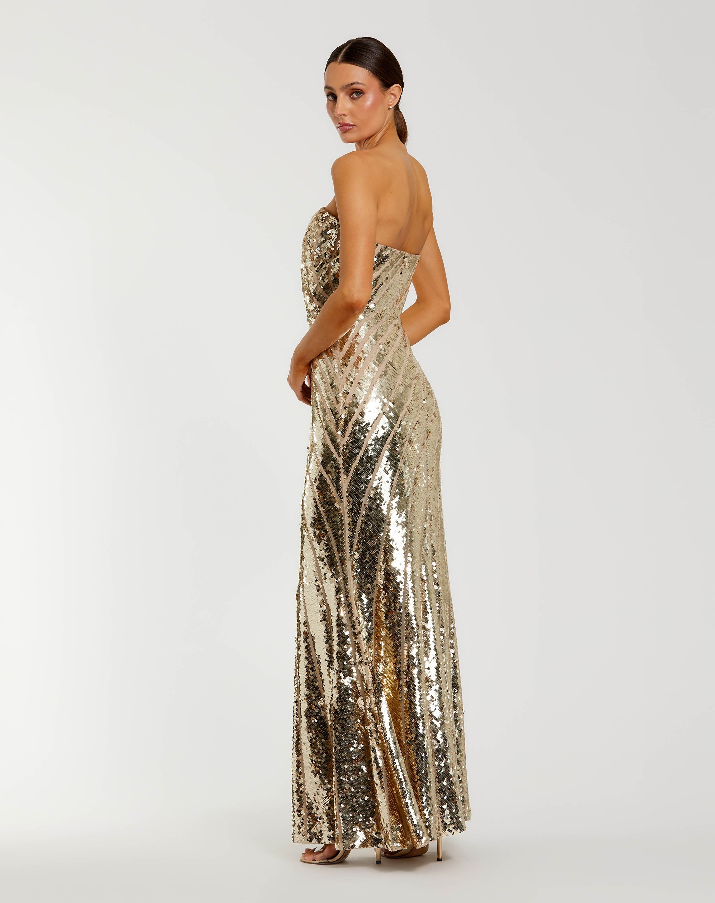 Gold Strapless Sequin Trumpet Gown