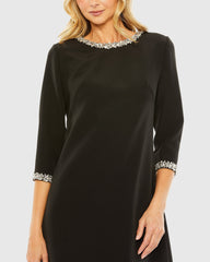 Black Embellished Crepe Cocktail Dress