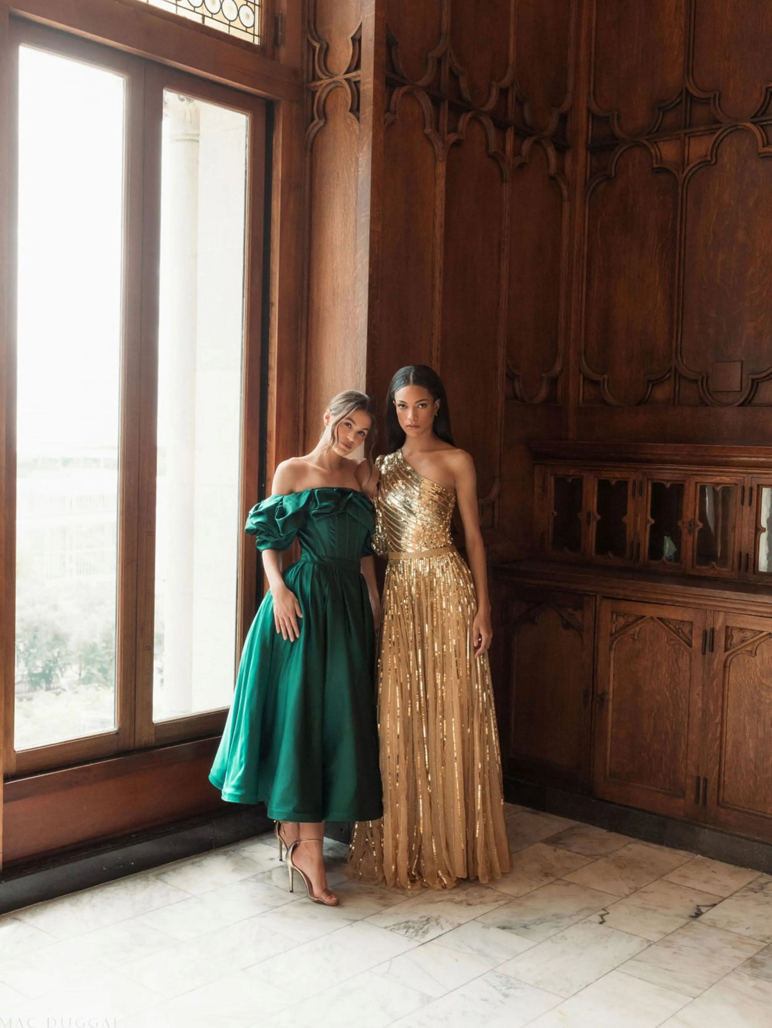 Green Off The Shoulder Tea Length Dress