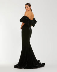 Black Off The Shoulder Velvet Bustier Mermaid Gown