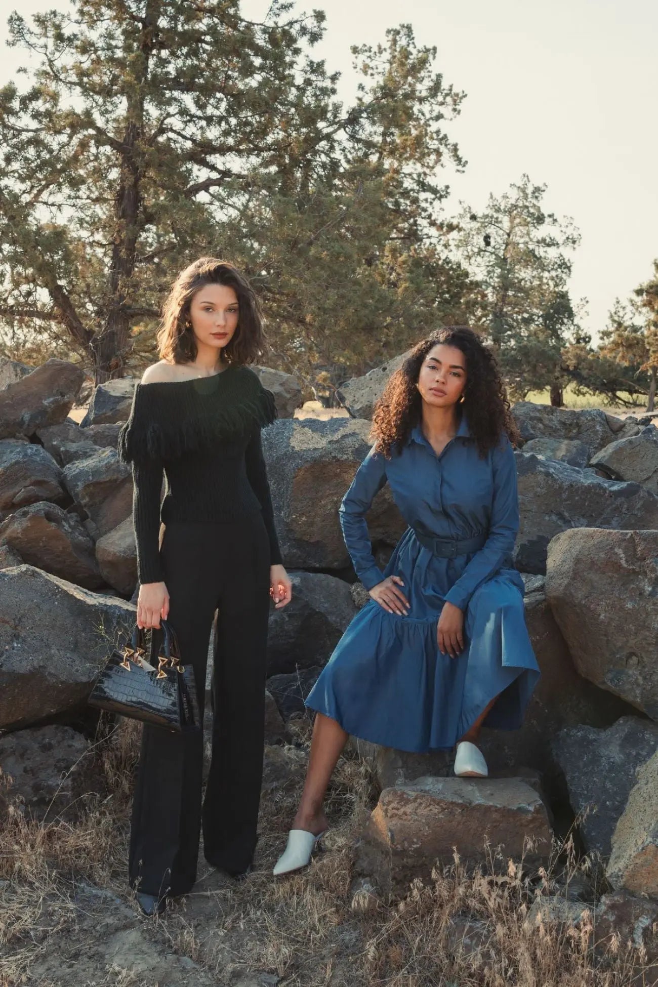 Black Off The Shoulder Fringe Knit Sweater