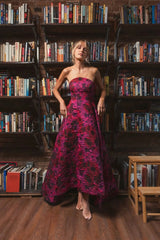 Multicolor Strapless Brocade High Low A Line Gown