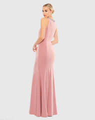 Pink Embellished Neck Trumpet Gown