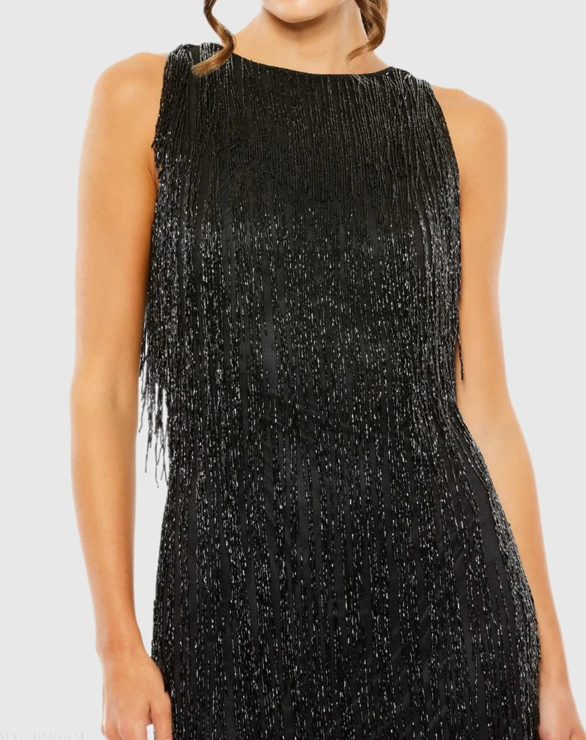 Black Beaded Fringe Mini Dress