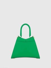 Green Angular Small Leather Handbag With Gold Hardware