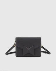 Black Mini Leather Tone On Tone Crossbody Bag