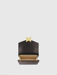 Black Mini Leather Tone On Tone Crossbody Bag