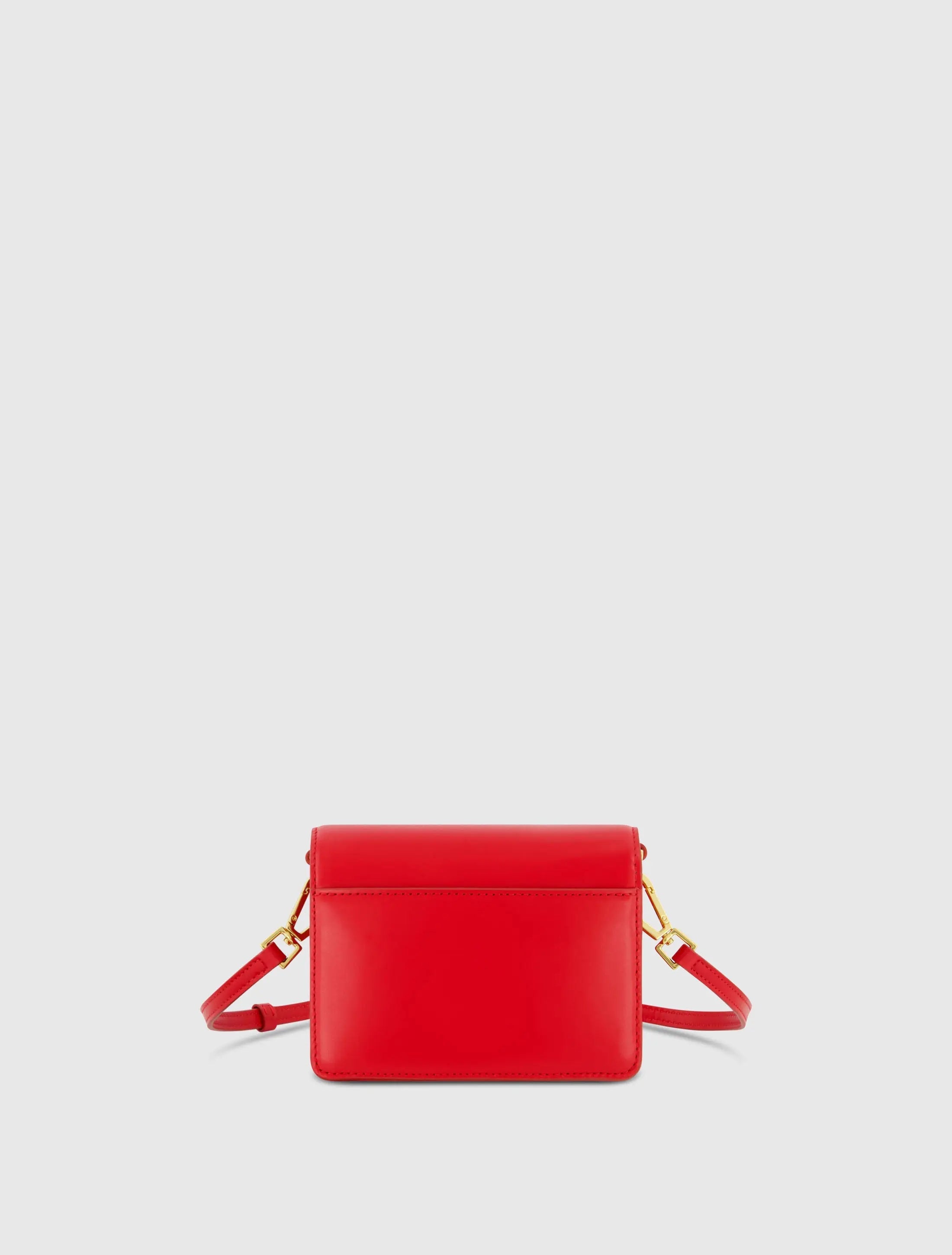 Red Mini Leather Tone On Tone Crossbody Bag