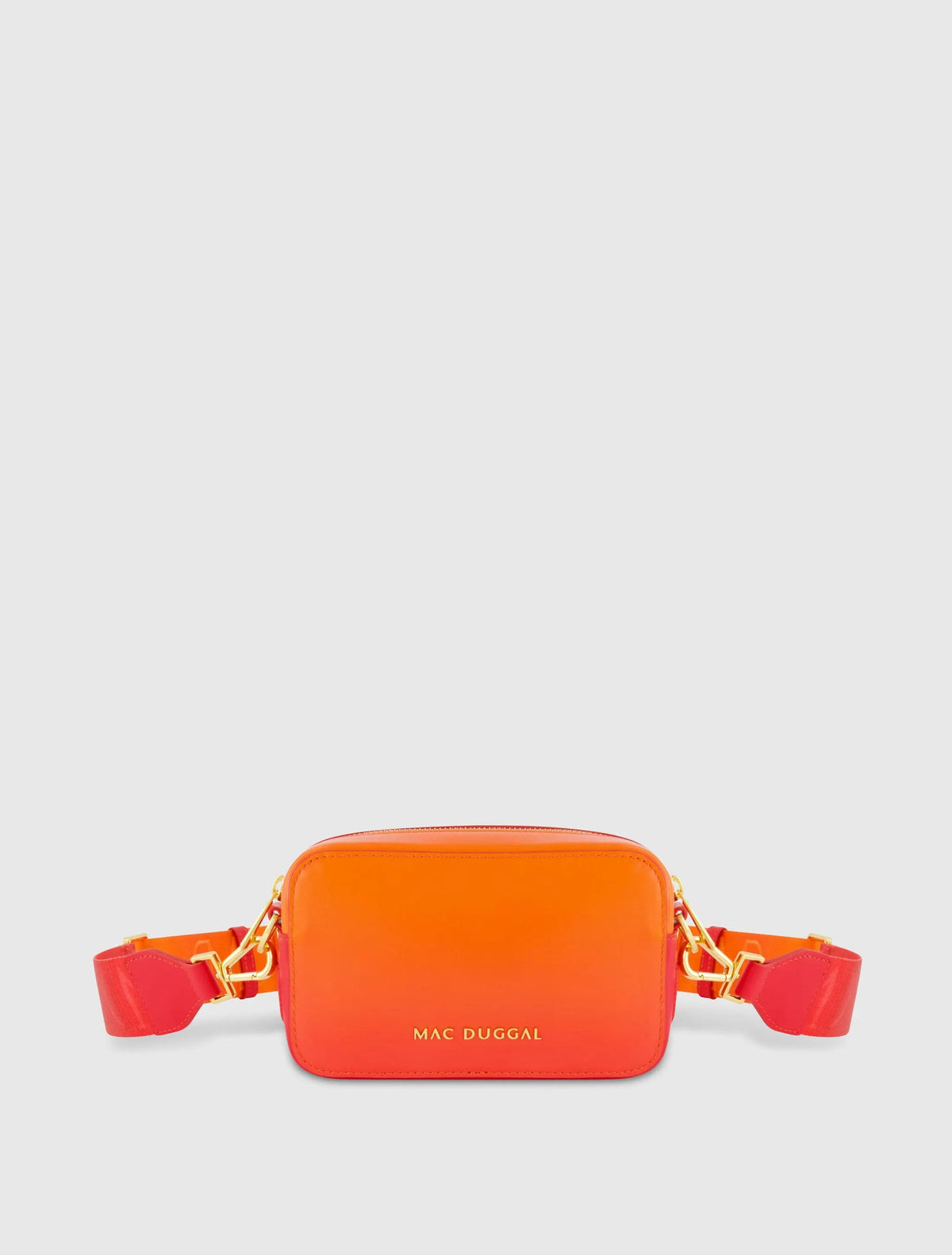 Orange Ombre Small Leather Crossbody Camera Bag with Adjustable Strap