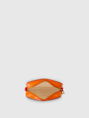 Orange Ombre Small Leather Crossbody Camera Bag with Adjustable Strap