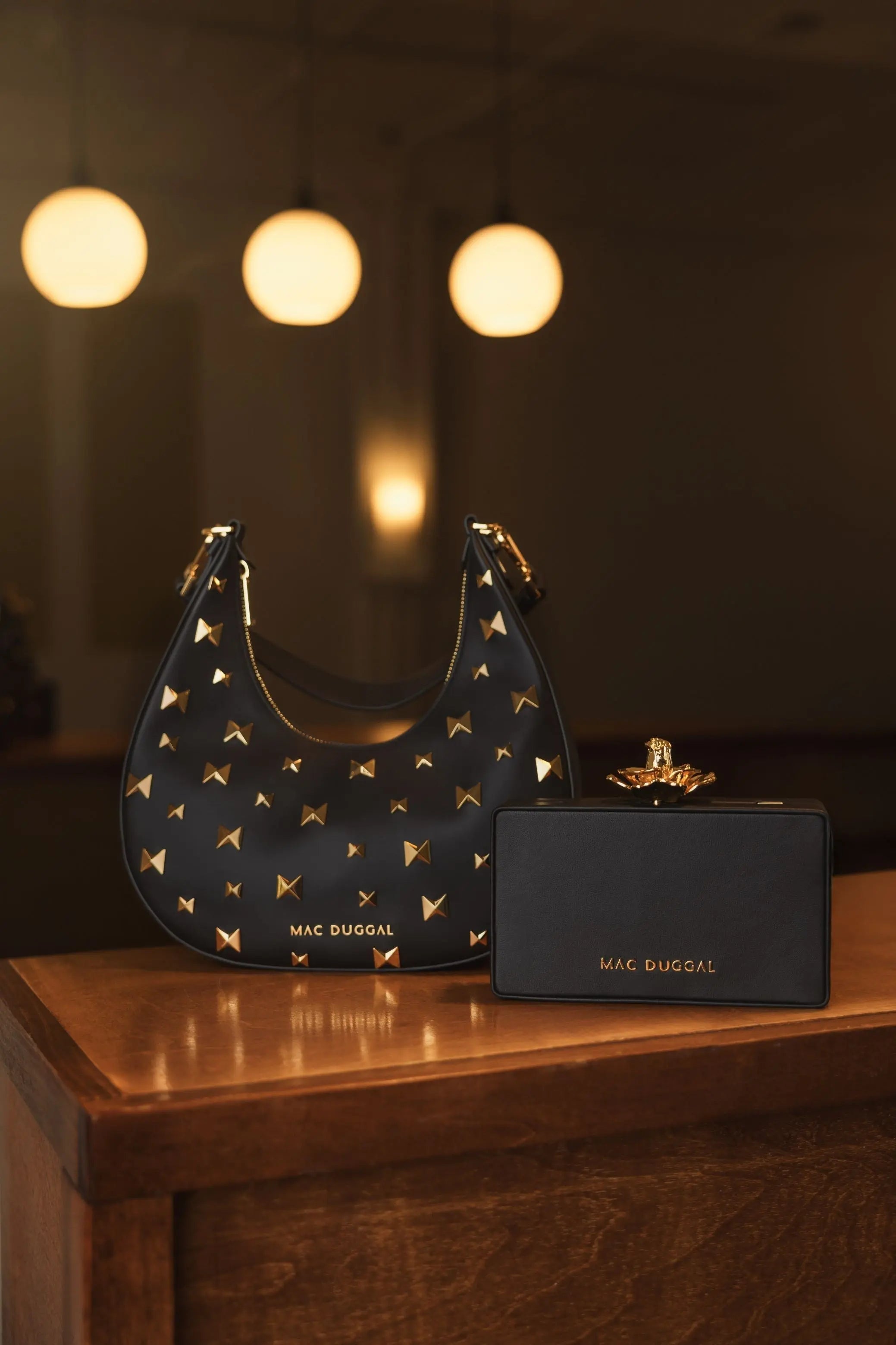 Black Leather Hobo Bag With Gold Hardware