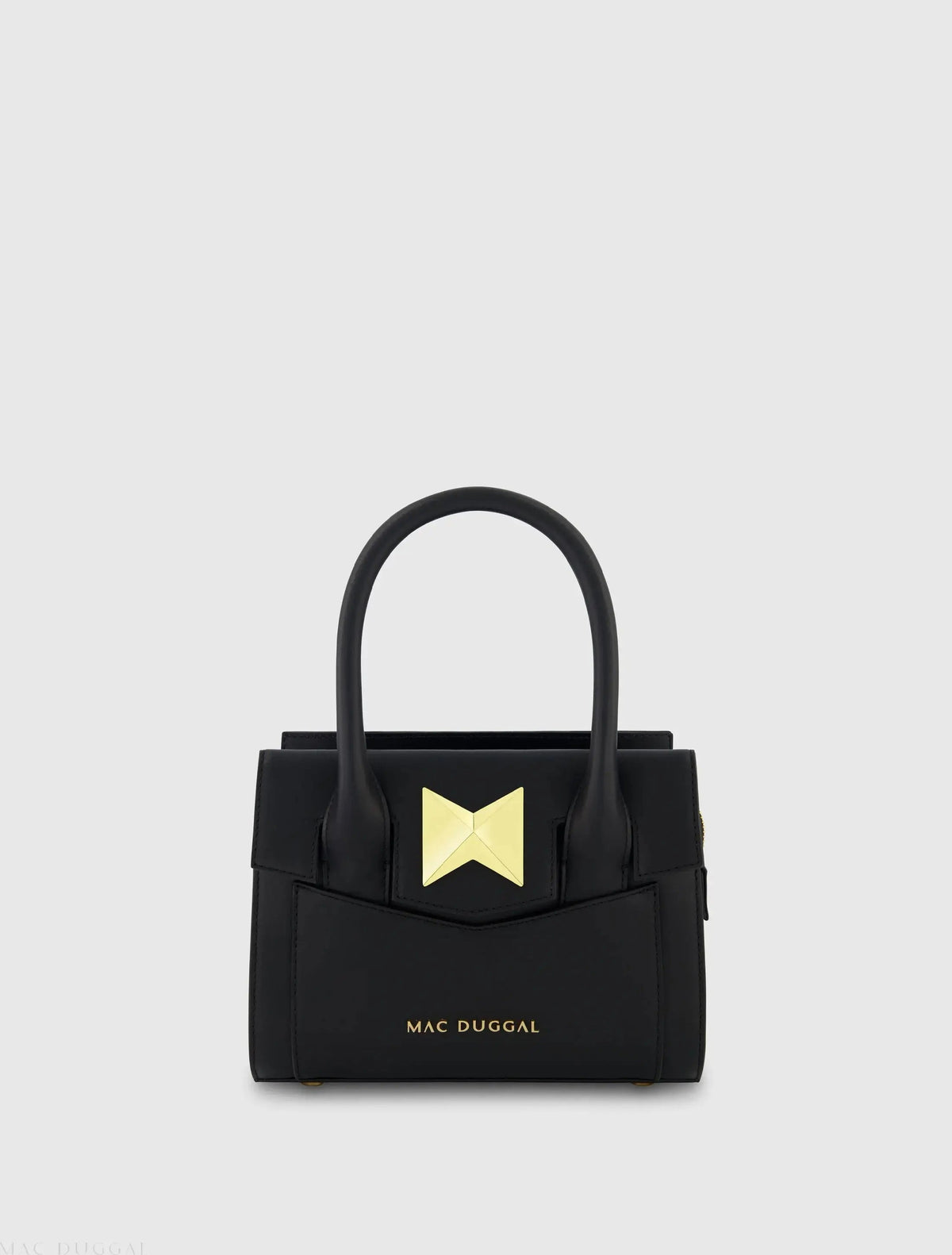 Black Small Leather Tote Bag With Gold Hardware