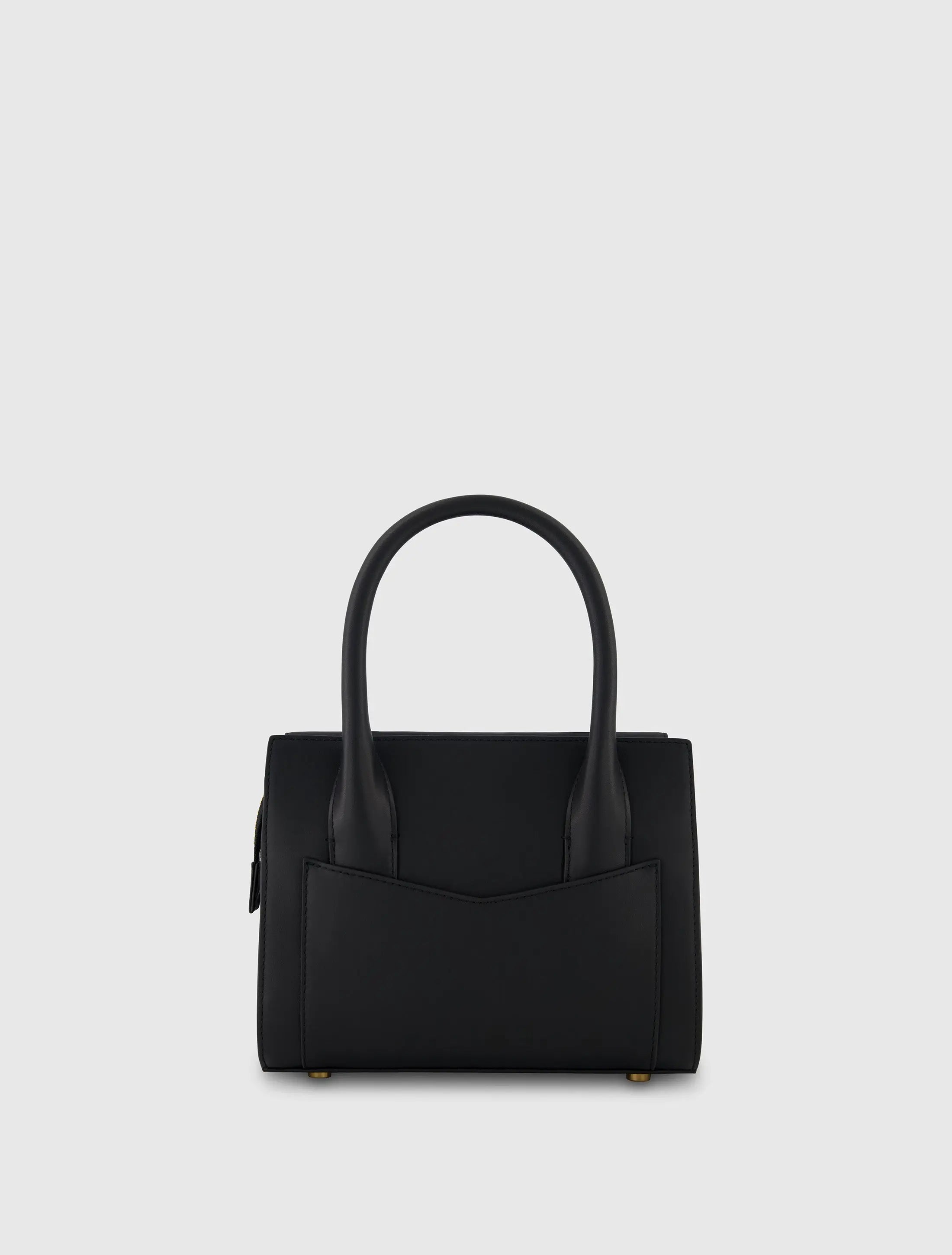 Black Small Leather Tote Bag With Gold Hardware