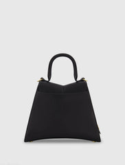 Black Medium Angular Leather Handbag With Gold Hardware