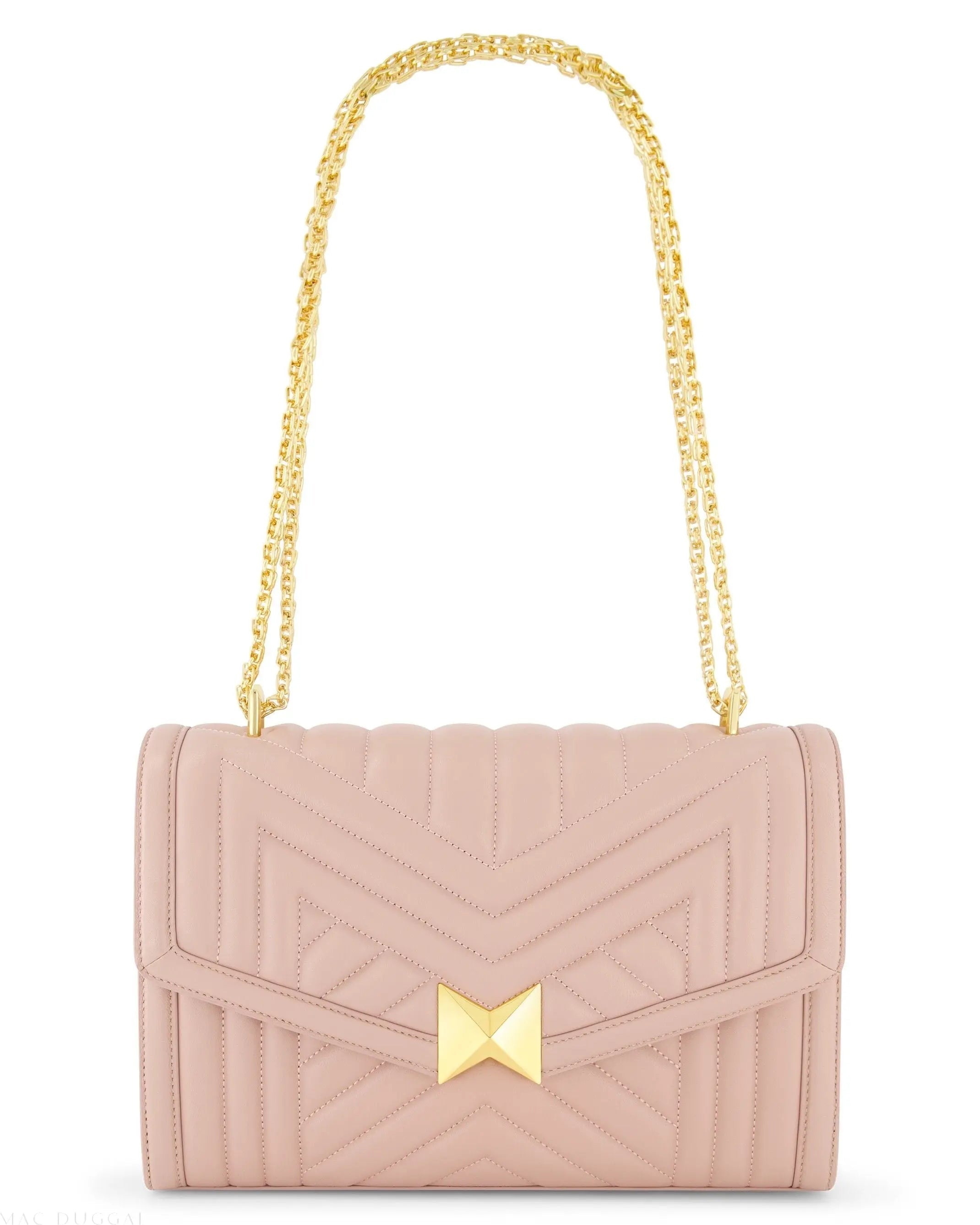 Pink Quilted Napa Leather Handbag With Gold Hardware