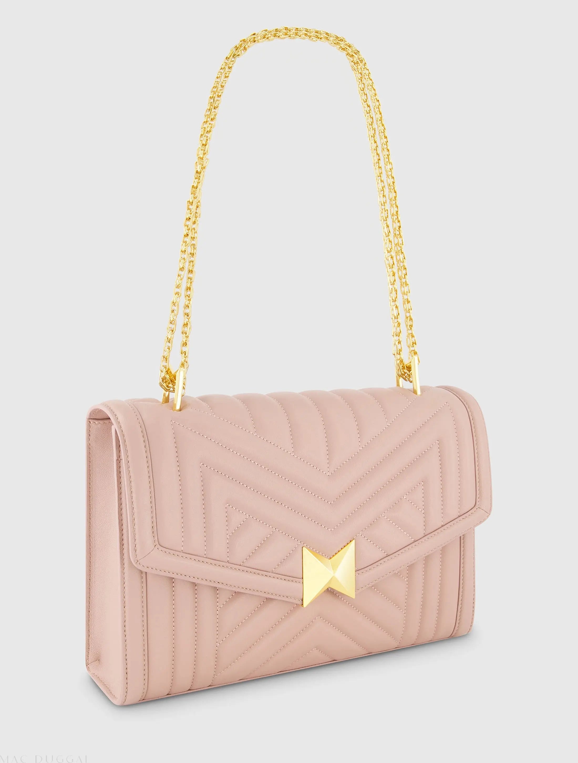 Pink Quilted Napa Leather Handbag With Gold Hardware