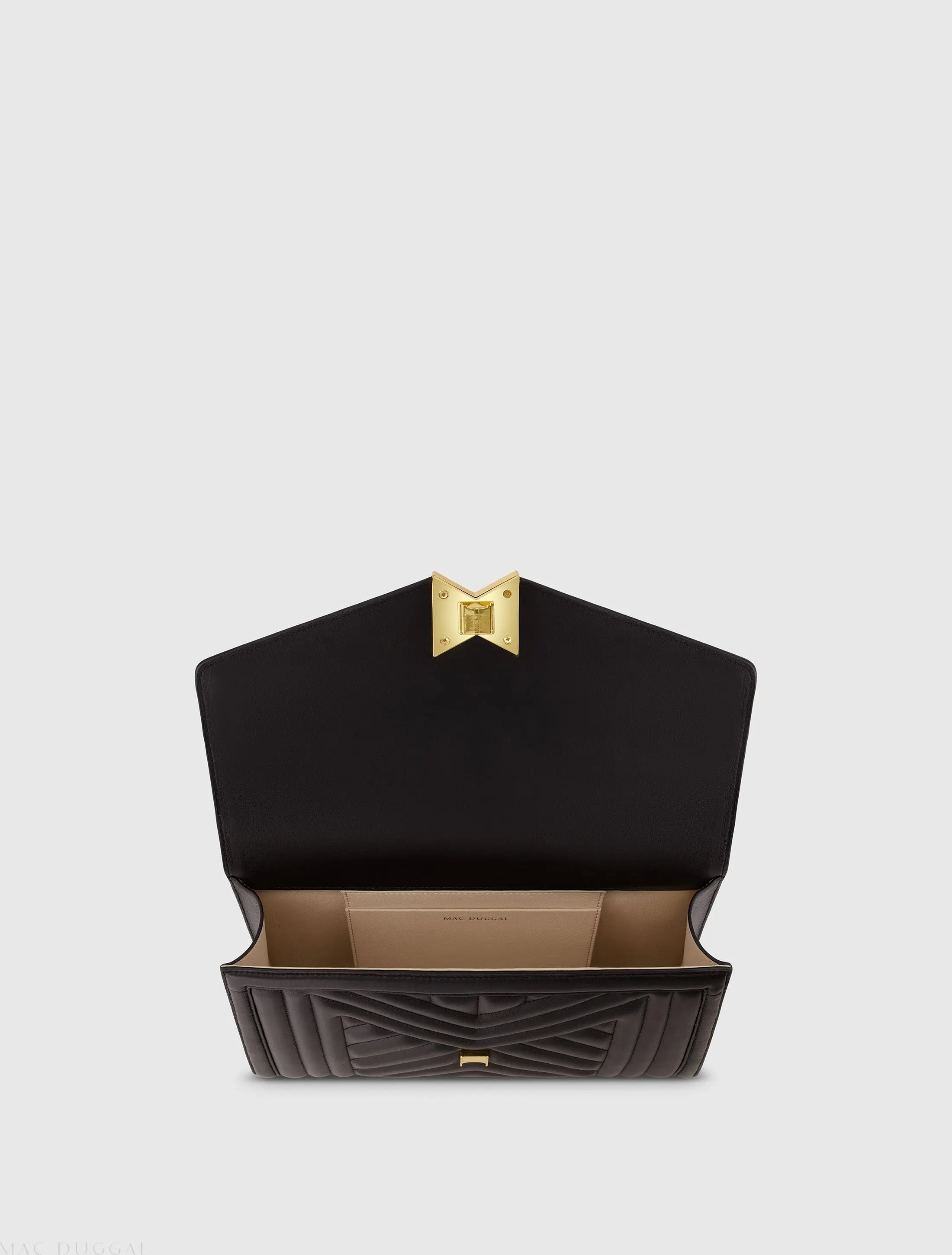 Black Quilted Napa Leather Handbag With Gold Chain