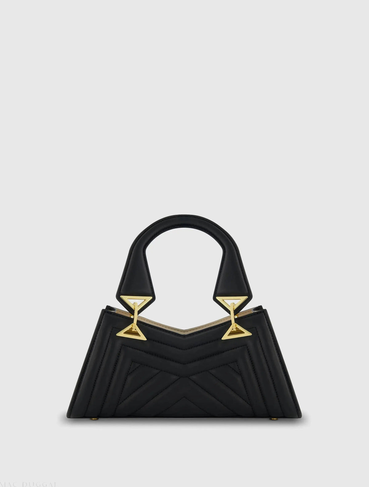 Black Angular Quilted Napa Leather Handbag