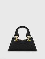 Black Angular Quilted Napa Leather Handbag