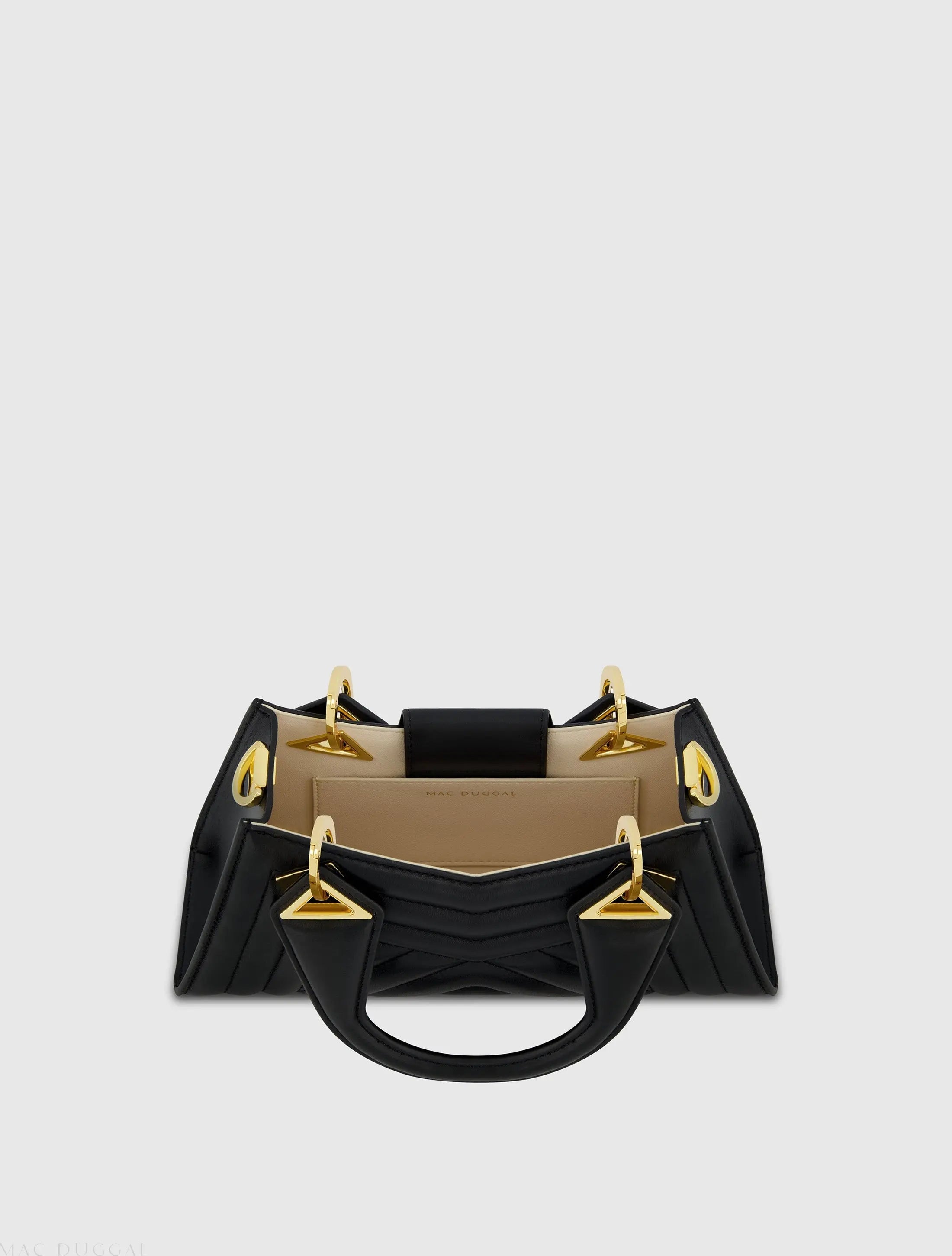 Black Angular Quilted Napa Leather Handbag