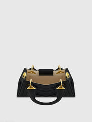 Black Angular Quilted Napa Leather Handbag