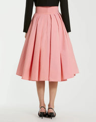 The Bubbly Pink Faille High Waisted Midi Full Circle Skirt - FINAL SALE