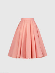 The Bubbly Pink Faille High Waisted Midi Full Circle Skirt - FINAL SALE