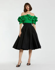 The Bubbly Black Faille High Waisted Midi Full Circle Skirt