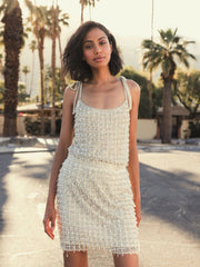 Silver Crystal Embellished Soft Tie Cami Top