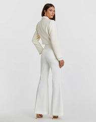 White Cropped Tweed Floral Button Jacket - FINAL SALE